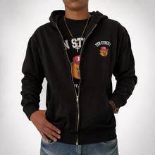 Load image into Gallery viewer, BLACK “KEEP PUSHIN’” ZIP HOODIE
